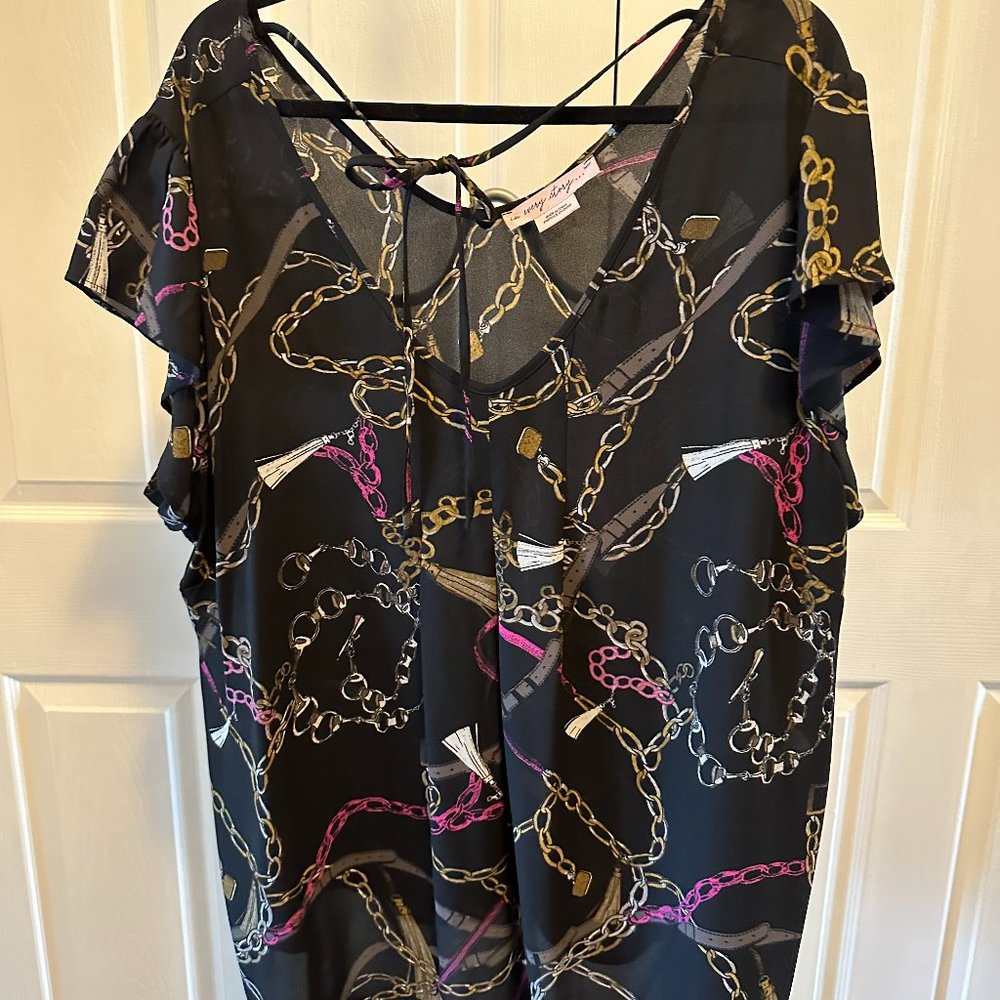 Tank Style Blouse Black with chain design